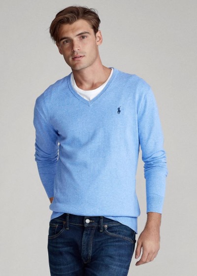 Polo Ralph Lauren Slim Fit Cotton V-Neck Striktrøje Herre Danmark (HFJAN1250)